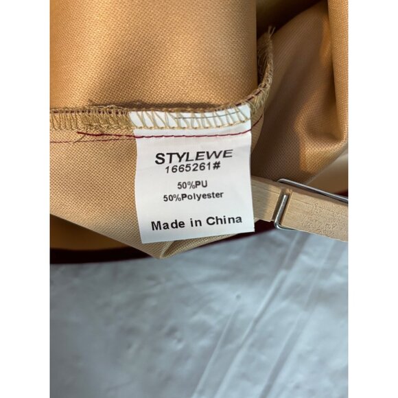 Stylewe Burgundy Faux Leather Dress 3/4 Sleeves Back Zipper Closure Women Small - Picture 6 of 11